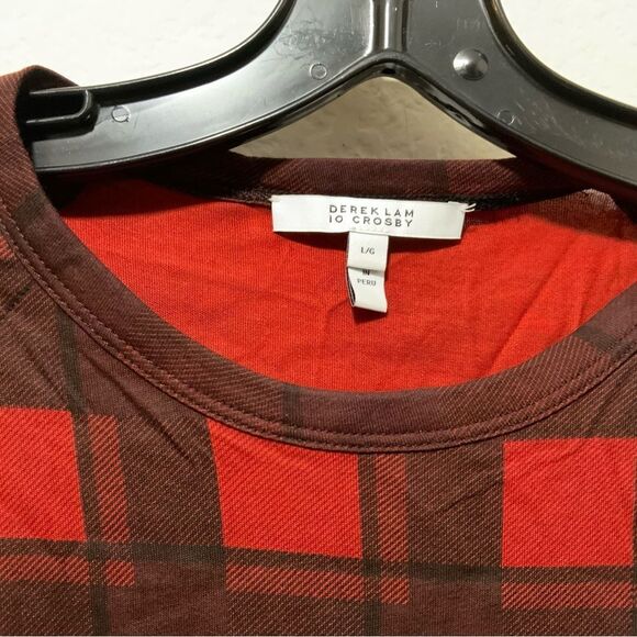 NWOT Derek Lam 10 Crosby London Plaid Midi Wrap Dress red Casual Women’s Large - Picture 6 of 10